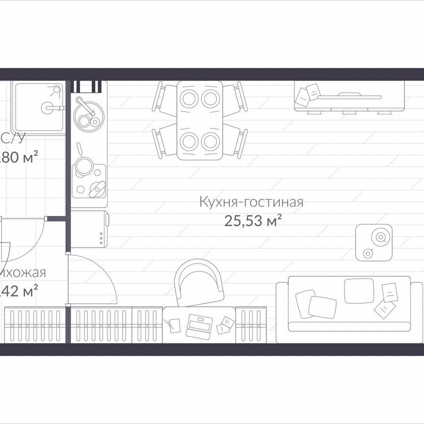 Квартира-студия, 33,2 м², 2/3 эт.