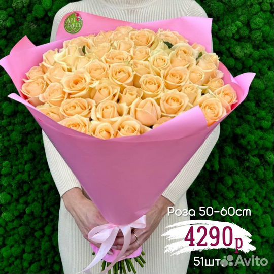 51 роза 50-60см с доставкой по Саратову, Энгельсу