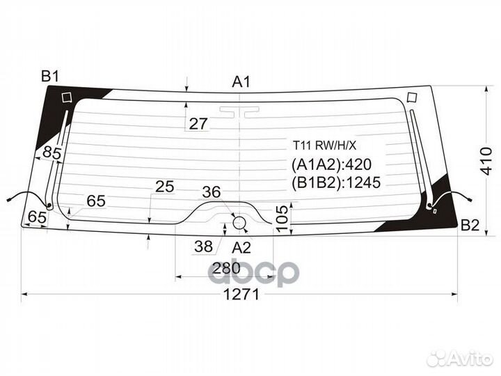 Стекло заднее (Цвет зеленый/ Обогрев/ Антенна)