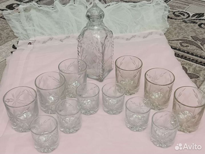 Стаканы рюмки графин 19 предметов