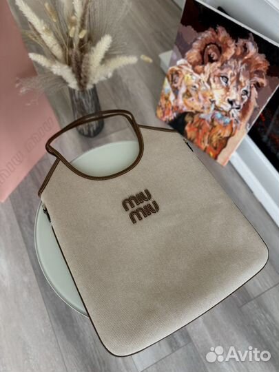 Сумка miu miu canvas шоппер