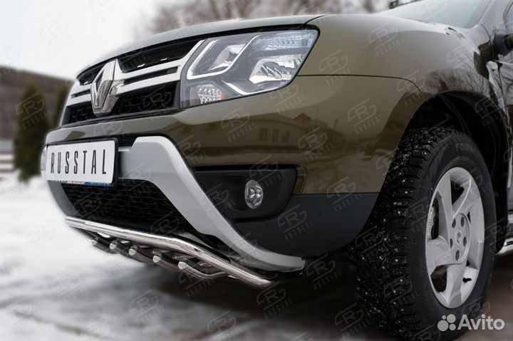 Renault Duster 2015 Защита переднего бампера+зубы