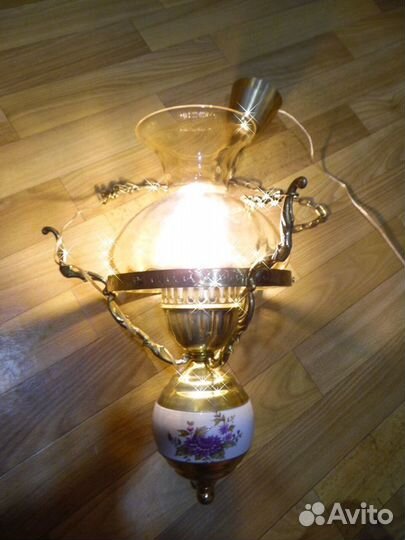 Люстра СССР Латунь Фарфор. Винтаж