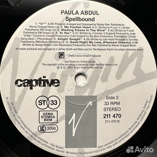 Paula Abdul – Spellbound (Германия 1991г.)