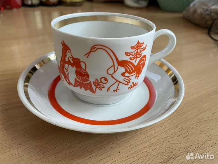 Чайная пара «лисица и журавль» СССР