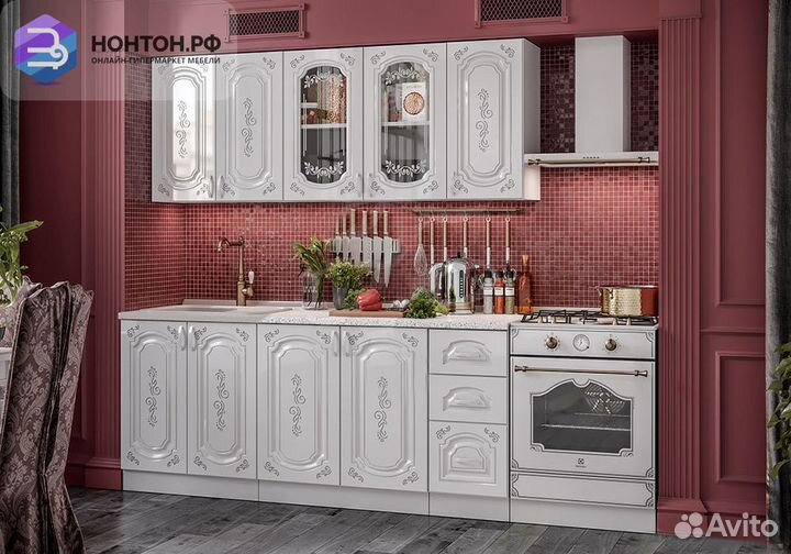 Кухня Лиза-2 1.8 м белый глянец