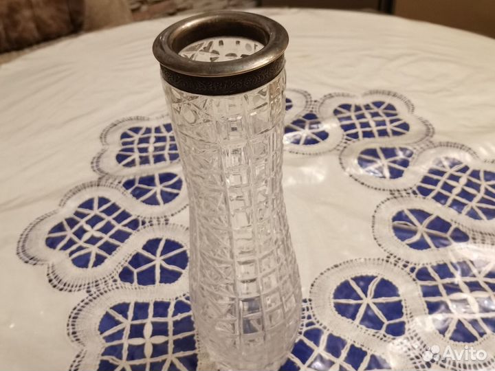 Ваза хрустальная с мельхиром