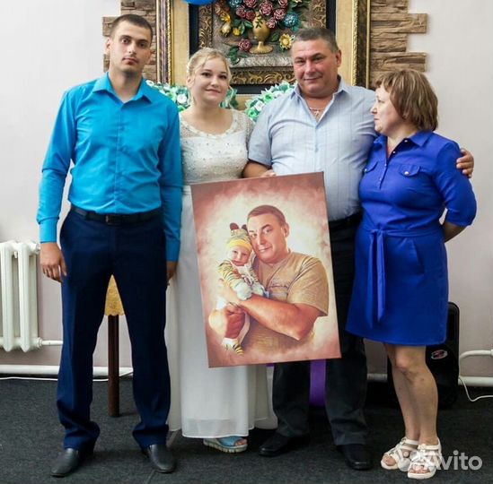 Портрет по фото на холсте