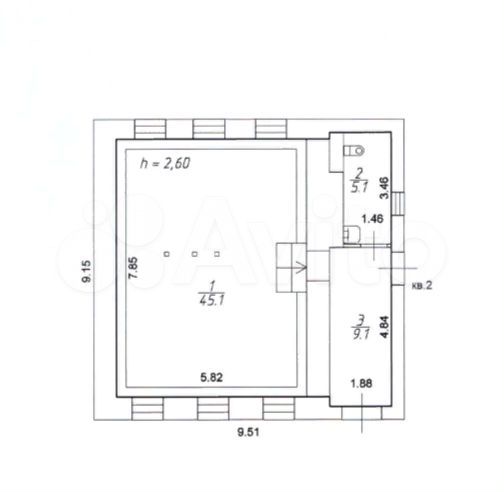 Помещение свободного назначения, 59.3 м²
