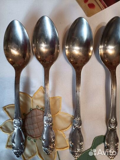 Ложки десертные мельхиоровые Серебряная роза