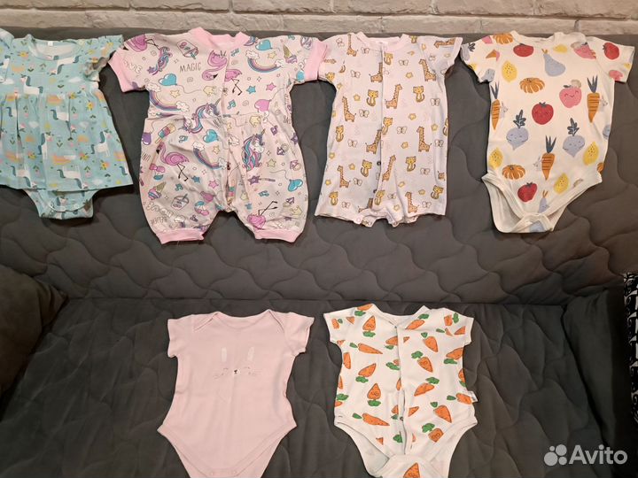 Одежда пакетом боди для девочек, размер 68-74