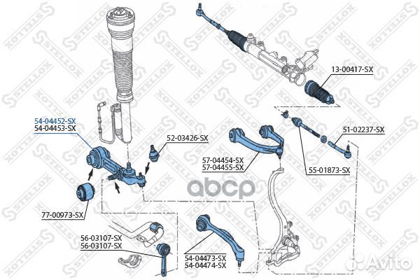 Рычаг нижний левый MB W220 98 54-04452-SX