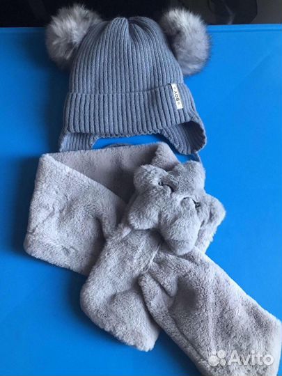 Комплект зимний новый шапка+шарф 44-46р