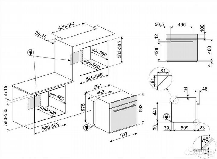 Электрический духовой шкаф Smeg SO6102M2G серый