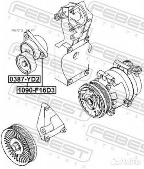 Натяжитель ремня 1090-F16D3 febest 1090F16D3