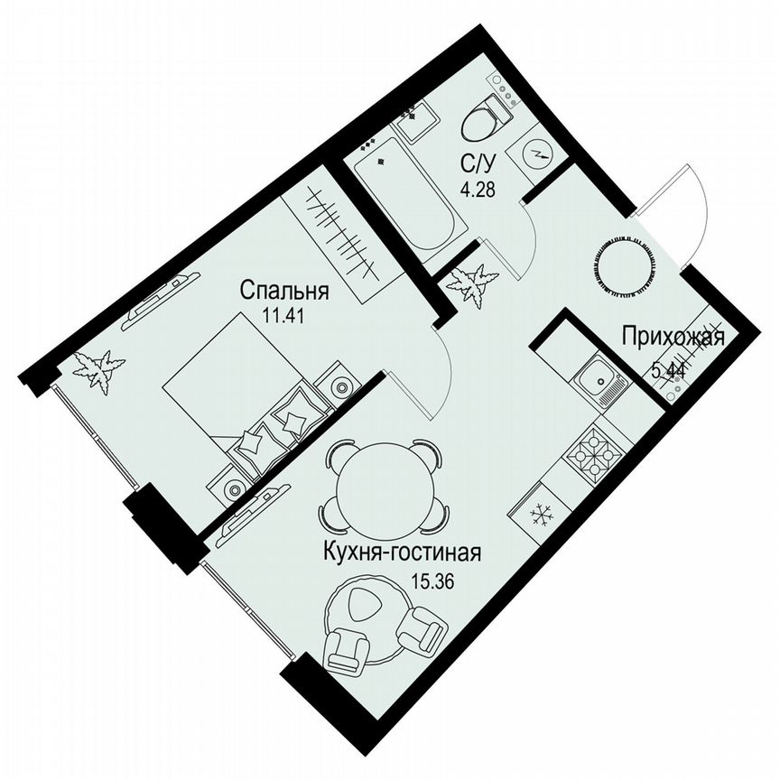 1-к. квартира, 36,5 м², 2/6 эт.