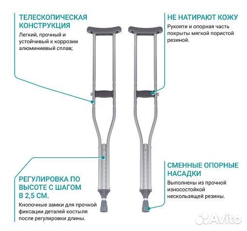 Костыли bronigen BPC (пара), серые М