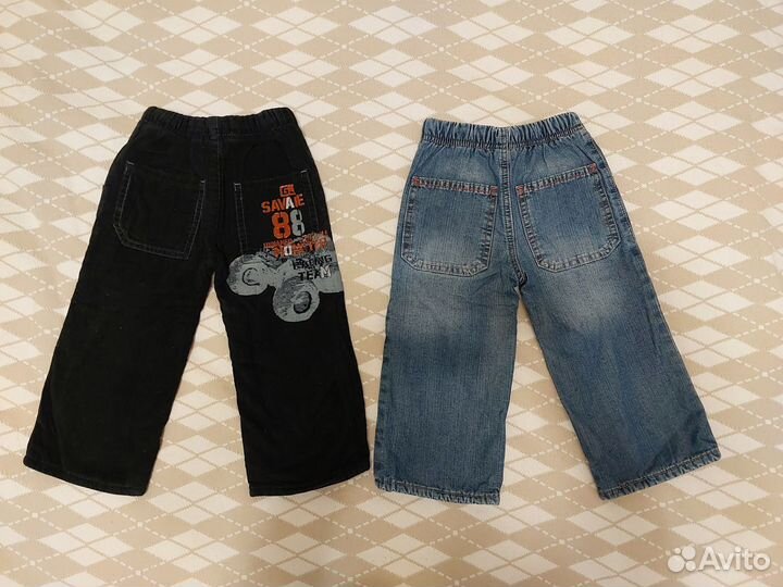 Утепленные джинсы р.92, 2шт
