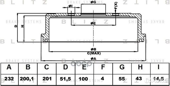 Барабан тормозной зад BT0122 Blitz
