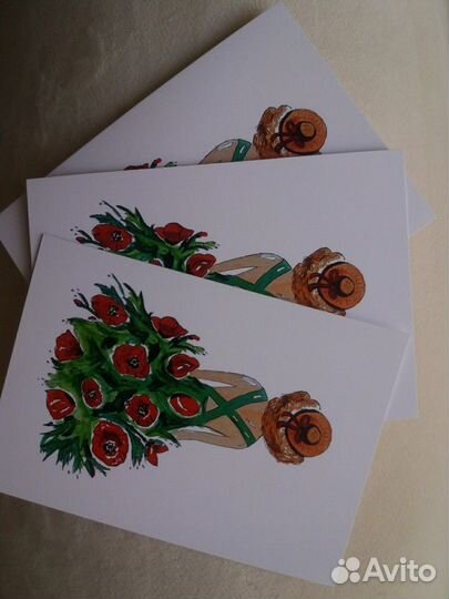 Открытка к 8 марта по эскизу художника