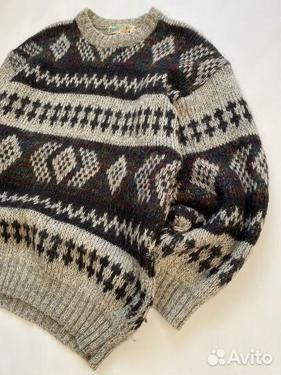 Винтажный шерстяной свитер preppy ретро 80-х