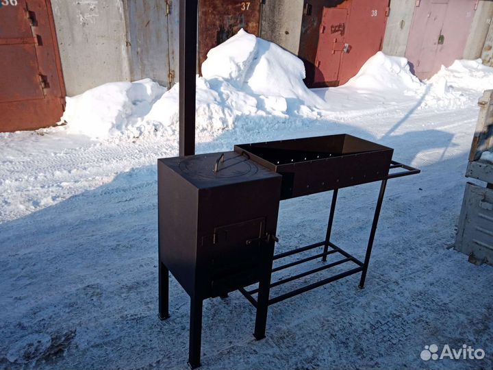 Мангал с печью под казан