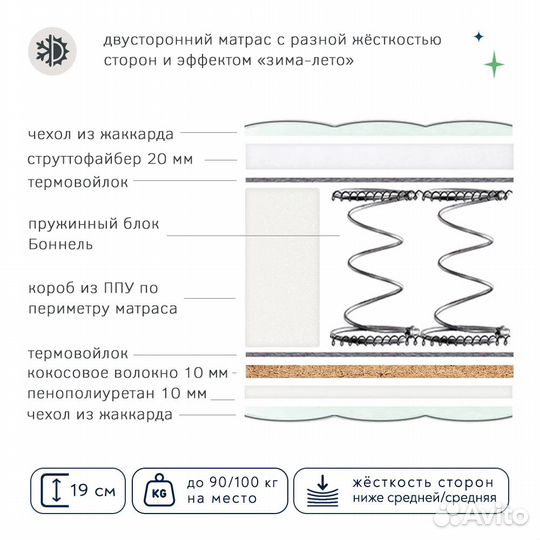 Матрас зима-лето 120х200 новый