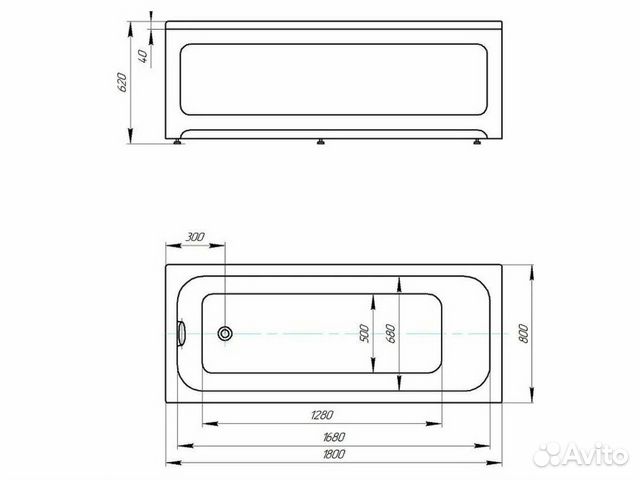 Ванна акриловая Акватек Мия 180x80 MIY180-0000001