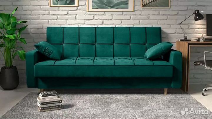 Прямой диван Эрика изумруд быстрая доставка