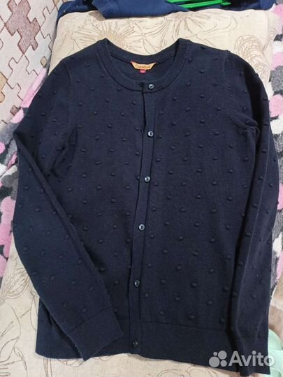 Синий школьный кардиган р.152