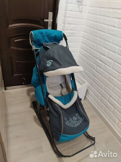 Детские санки коляска с колесами