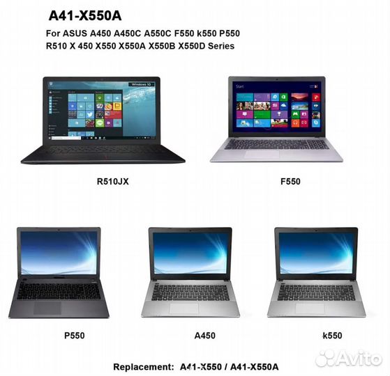 АКБ для ноутбука asus (A41-X550, A41-X550A) / 15V