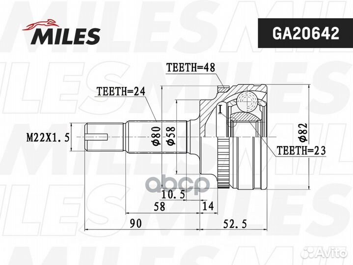 ШРУС наружный с ABS toyota yaris I/verso 1.3-1