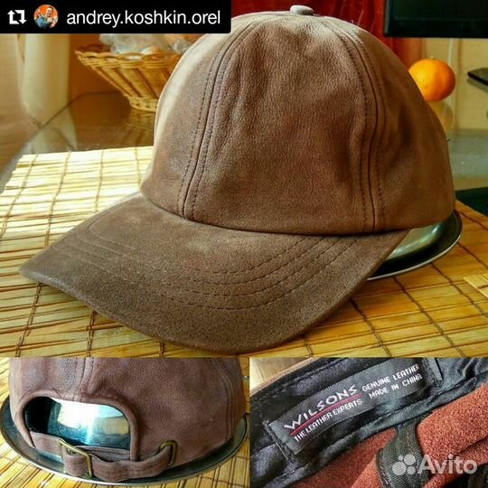 Бейсболка Wilsons кожа натур. коричн. фирменная