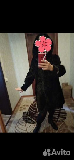 Шуба мутоновая,с норкой