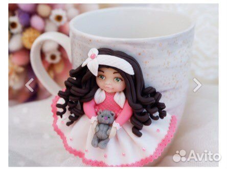 Кружка из полимерной глины с декором