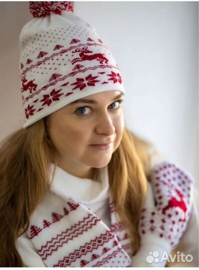 Комплект шапка,шарф и варежки