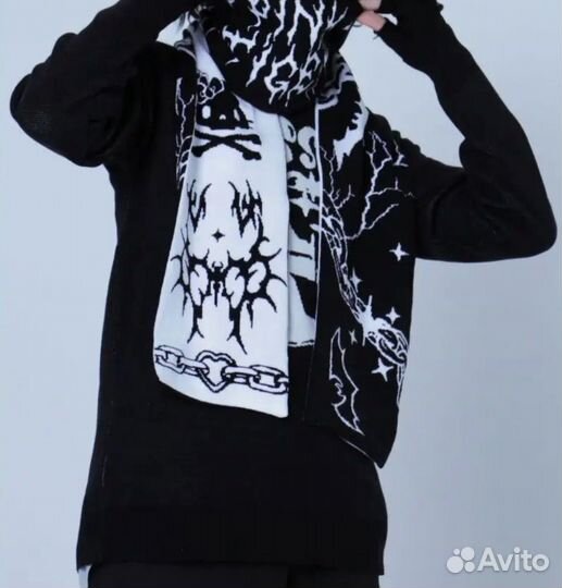 Дрейн шарф черный y2k jdm новый