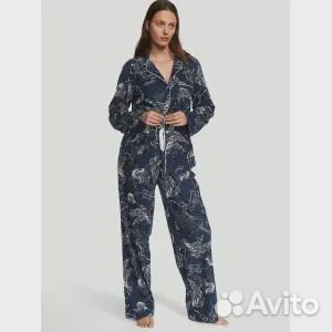 Пижама Victorias Secret Flannel Long, темно-синий