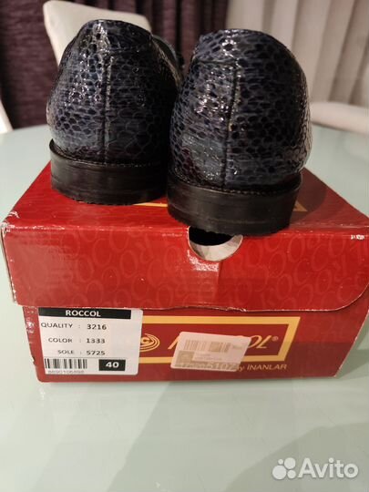 Туфли лоферы женские синие натуральная кожа 40