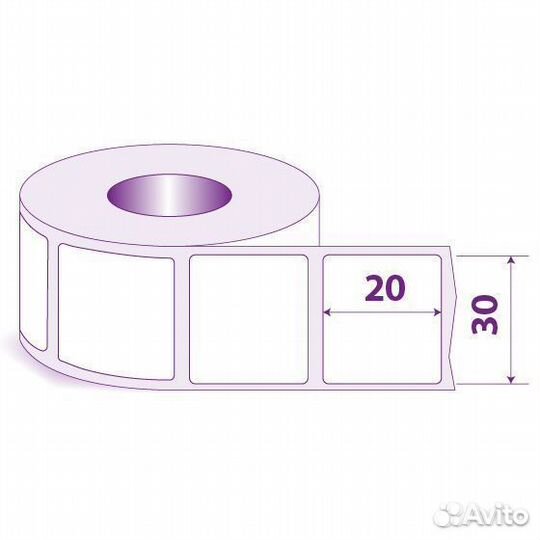 Этикетки в рулоне 30х20 мм Полуглянец