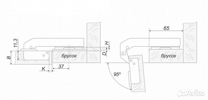 Петля прямая 180 гр H74002/0612, Боярд