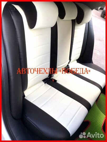 Чехлы Volkswagen Jetta 5 из экокожи чёрно-белые