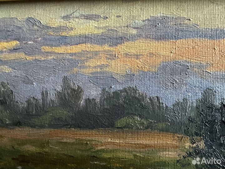 Картина маслом. Дорога мимо поля