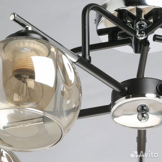 Люстра металл и стекло в спальню современная