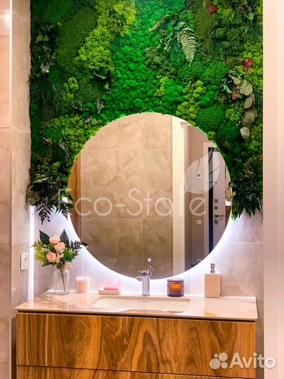 Стабилизированный мох.Зеркало со мхом