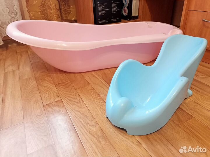 Детская ванночка+горка + стульчик для купания