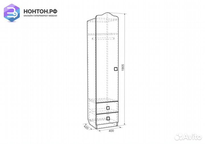 Шкаф комбинированный 1-створчатый с ящиками Амели