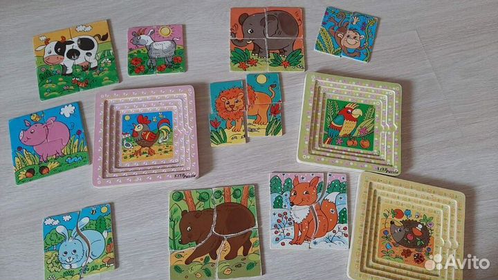 Деревянные пазлы 16 шт