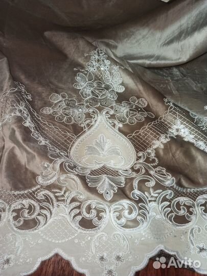 Портьера бархат с вышивкой панно и стразами